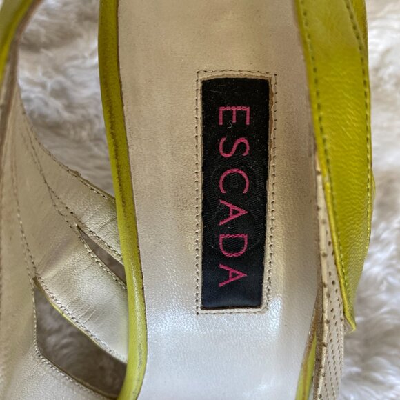 ESCADA GREEN AND WHITE STRAP HEEL..SIZE 37.5 - Picture 2 of 4